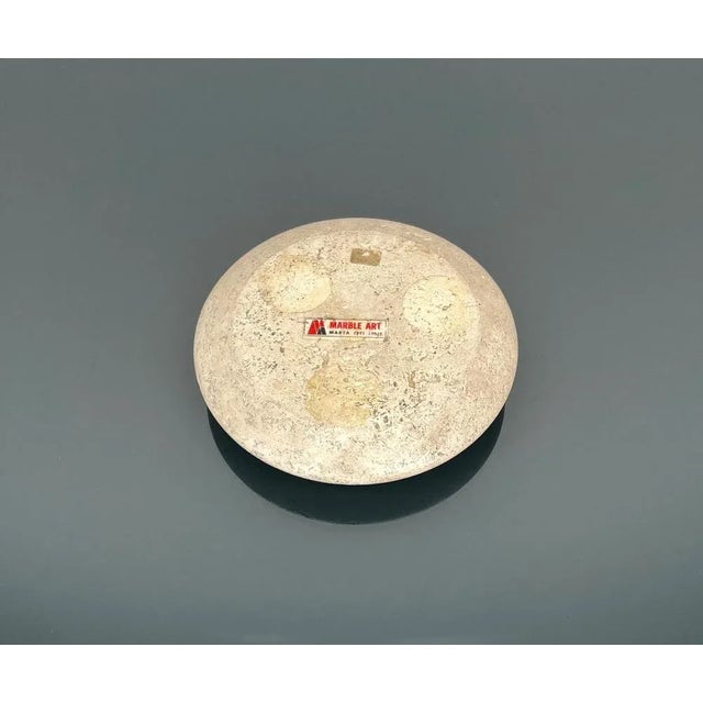 Metal Travertine and Steel Round Ashtray by Marble Art, Italy, 1970s For Sale - Image 7 of 9