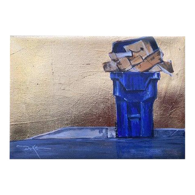 Duke Windsor, "Bins #2", Conceptual Impressionist Painting, Acrylic & Gold Leaf For Sale