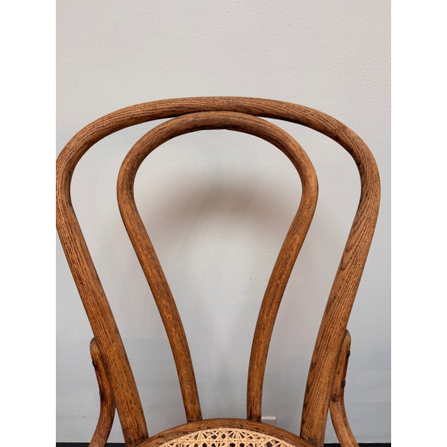 Wood Bentwood Chair Hand Caned With Advanced Weave, Daisy and Button For Sale - Image 7 of 13