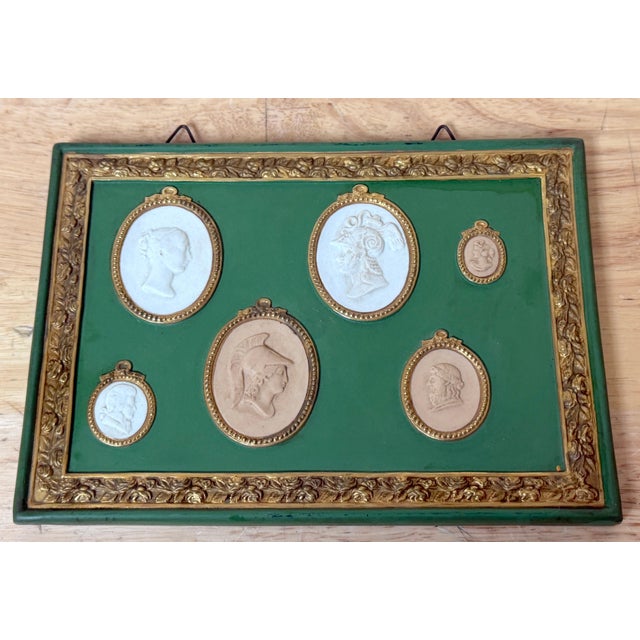 Pair of Italian Grand Tour–Style Green & Gilt Jasperware Intaglio Wall Plaques For Sale - Image 10 of 13