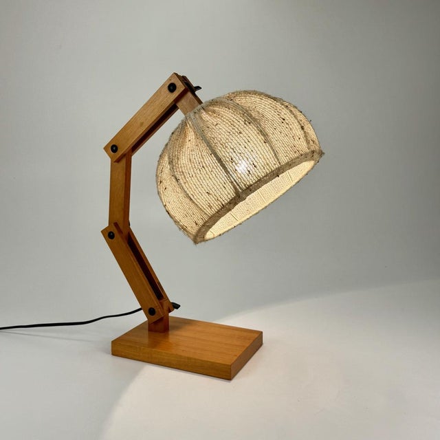 Mid-Century Modern Adjustable Pinewood Table Light by Linus Bopp for Limbach, 1970s, in Very Good conditions. Designed...