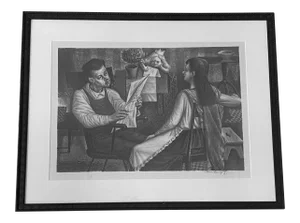Ture Bengtz "Family Scene" Original Pencil Signed Lithograph C.1940