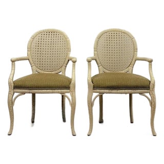 Pair of Vintage Fairfield Cane Back Chairs French Provincial Regency Accent For Sale