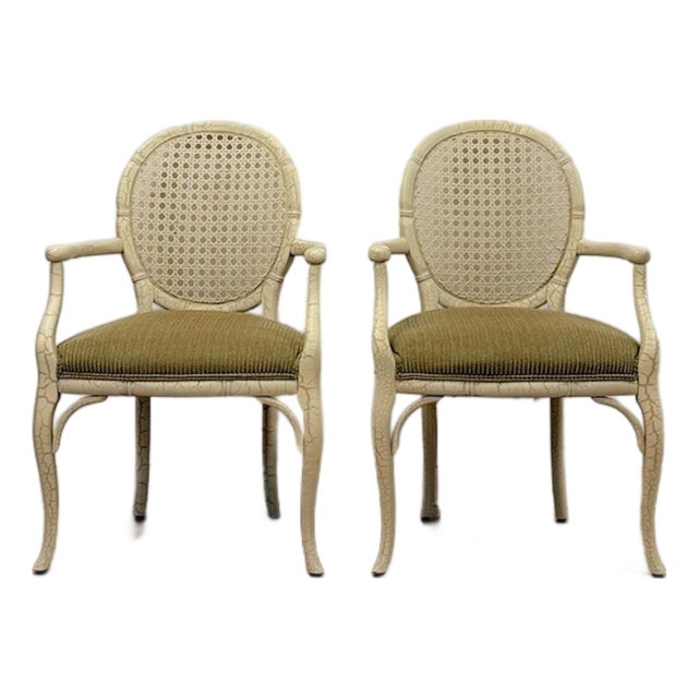 Pair of Vintage Fairfield Cane Back Chairs French Provincial Regency Accent For Sale