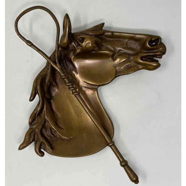 Metal Vintage Cast Bronze Horse Head Ashtray Equestrian Dish Catchall For Sale - Image 7 of 12