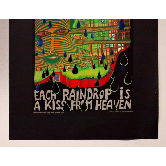 Contemporary 2009 Swiss Exhibition Poster - Save the Rain (1983) by Friedensreich Hundertwasser For Sale - Image 3 of 6