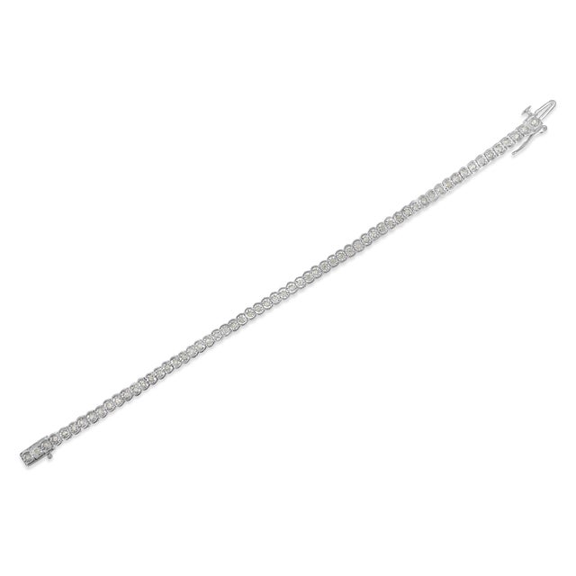 Early 21st Century .925 Sterling Silver 1.0 Cttw Diamond Miracle-Set Cut-Circle 7" Tennis Bracelet (I-J Color, I2-I3 Clarity) For Sale - Image 5 of 6