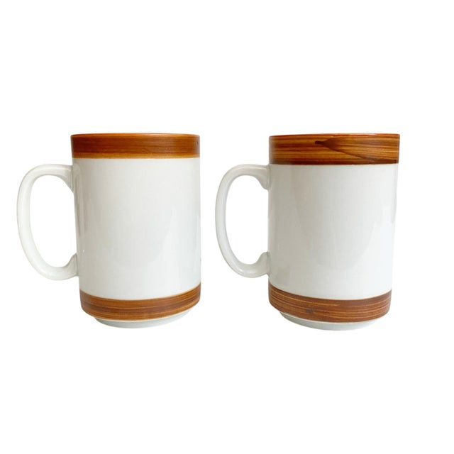 Mid-Century Modern 1960s Holt Howard Stoneware Abstract Blue Flowers Coffee Mugs - a Pair For Sale - Image 3 of 6