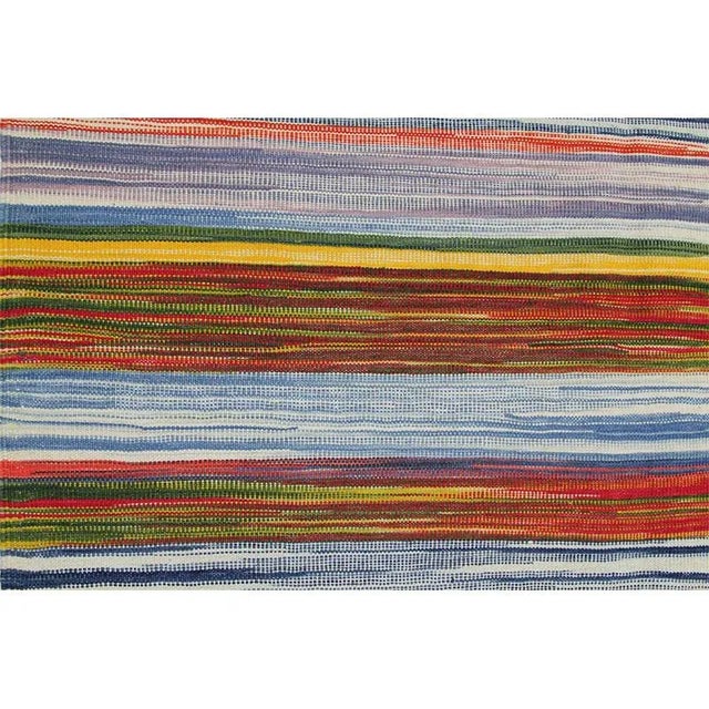 Burnt Orange Handwoven Scandinavian Style Persian Kilim Area Rug 7’3″ X 9’5″ For Sale - Image 8 of 12