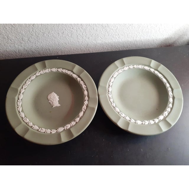 Vintage Wedgewood England Sage Ceramic Ashtrays- Set of 2 For Sale - Image 9 of 9