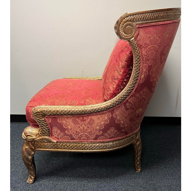 Wood Erwin Lambeth French Empire Style Carved Giltwood Bergere Chair For Sale - Image 7 of 12