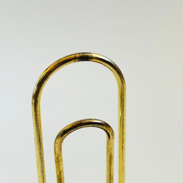 Wood Large Vintage Brass Paperclip Note Holder / Letter Holder For Sale - Image 7 of 10