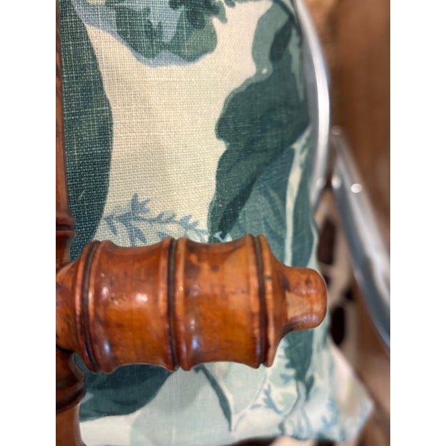 Antique French Faux Bamboo Wall Mirror, Petite Turned Wood Frame #2 of 3 Listed For Sale - Image 14 of 16