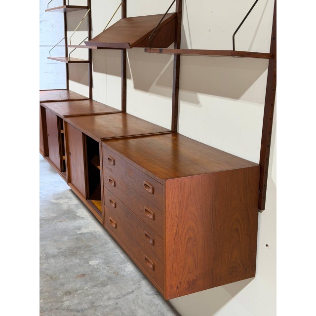 Teak Wall Unit Wooden Large Shelving System Denmark Mid-Century Modern 1960s For Sale - Image 11 of 16