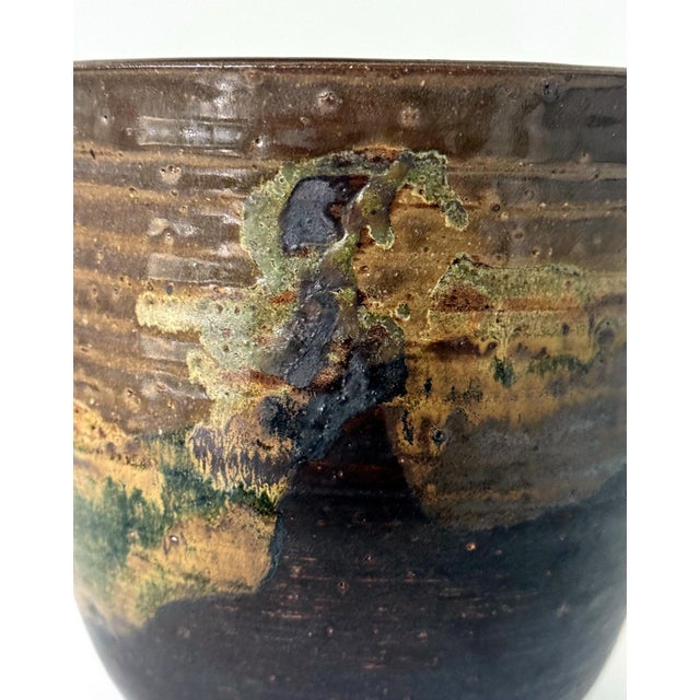 Large Ceramic Glazed Vase in Cachepot Form by Toshiko Takaezu For Sale - Image 11 of 13