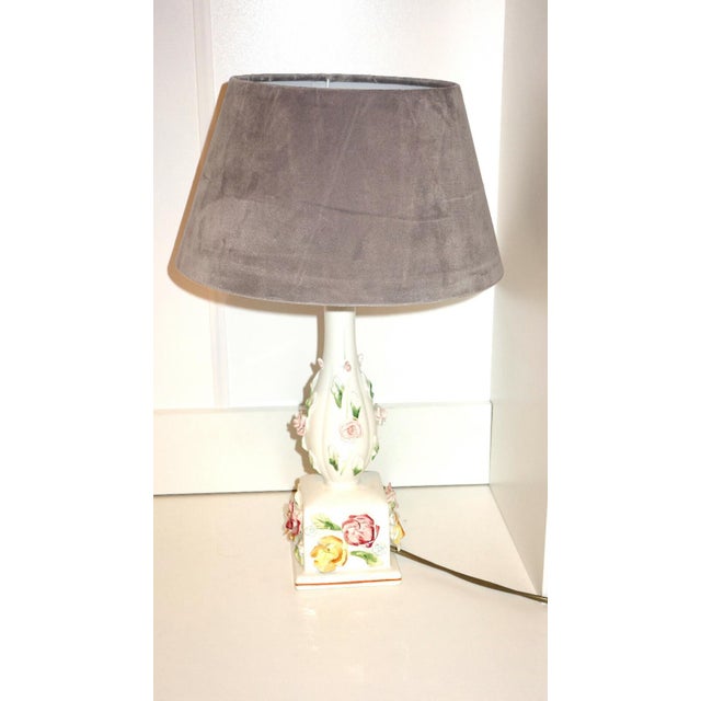 Vintage Italian Porcelain Fabric Shade Table Lamp, 1970s For Sale - Image 9 of 9