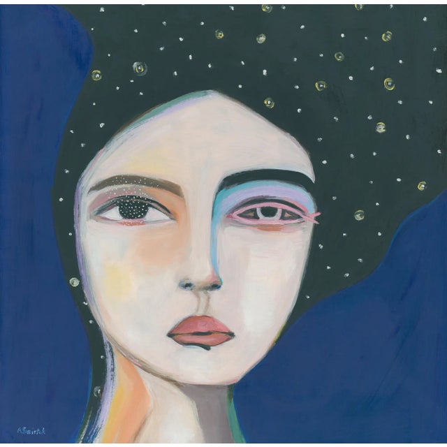 Mermaid, Abstract Modern Portrait Oil Painting by Alexandra Swistak For Sale - Image 4 of 4