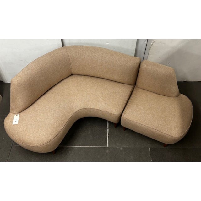 Beige Midcentury Italian Two-Piece Asymmetric Sofa Circa 1950 For Sale - Image 8 of 8