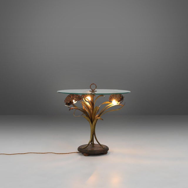Hollywood Regency French Coffee Table with Lightning in Brass Flowers, 1950s For Sale - Image 17 of 18