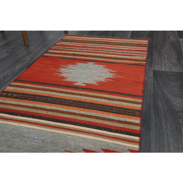 1970s 1970s Turkish Oushak Handmade Wool Cotton Red Runner Rug For Sale - Image 5 of 11