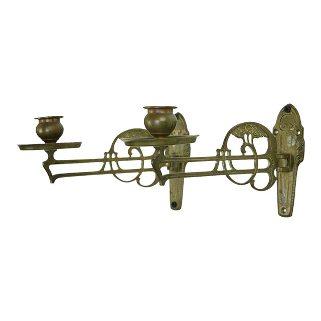 Pair of Antique Art Nouveau Candle Holder Piano Sconces For Sale