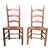 19th Century, Pair of Antique American Primitive Shaker Style Rush Seat Side Chairs For Sale