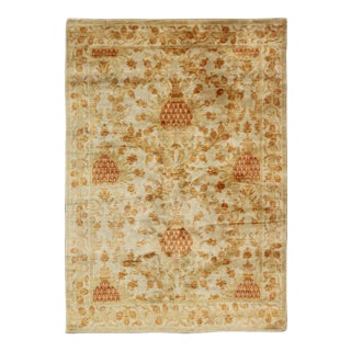 Antique Spanish European Carpet With Pineapple Design in Gold, Cream & Tangerine For Sale
