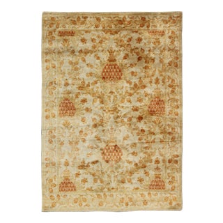 Antique Spanish European Carpet With Pineapple Design in Gold, Cream & Tangerine For Sale