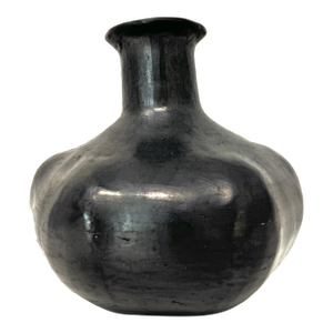 Doña Rosa Oaxaca Barro Negro Gourd-Shaped Vase - 5.38" H X 5" Diam.