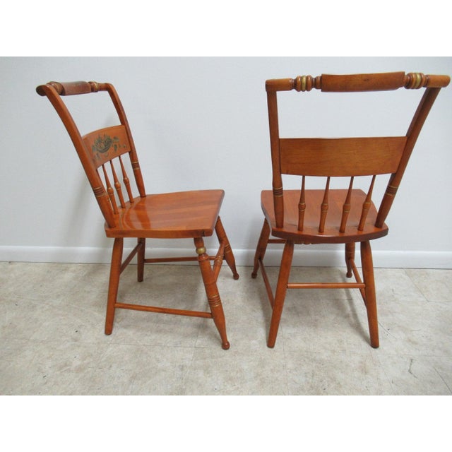 Wood 1970s Pair Bent Brothers Plank Bottom Dining Room Desk Side Chairs For Sale - Image 7 of 11