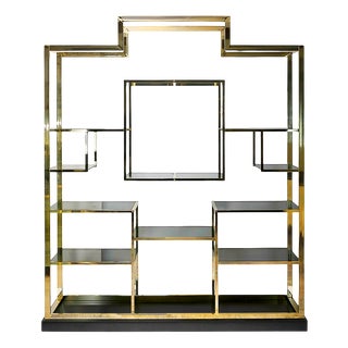 Vintage Brass and Black Lacquered Wood Sideboard by Kim Moltzer, 1970s For Sale