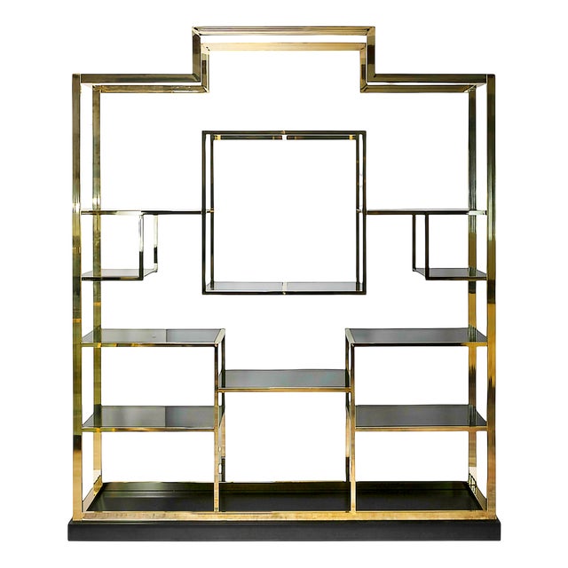 Vintage Brass and Black Lacquered Wood Sideboard by Kim Moltzer, 1970s For Sale