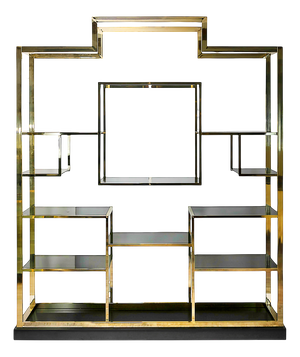Vintage Brass and Black Lacquered Wood Sideboard by Kim Moltzer, 1970s