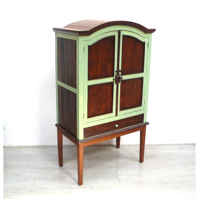 Brown Tiki Bamboo Cabinet with Two Doors and Drawer, 1970s For Sale - Image 8 of 8