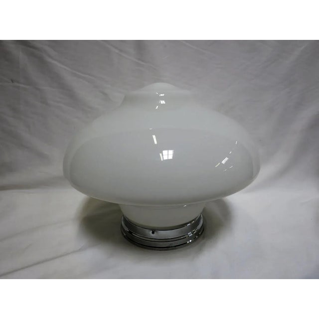 Mid-Century Modern Large Schoolhouse Bell-Shape Ceiling Glass Globe Pendant For Sale - Image 3 of 4