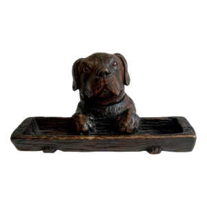 19th Century Black Forest Dog Inkwell