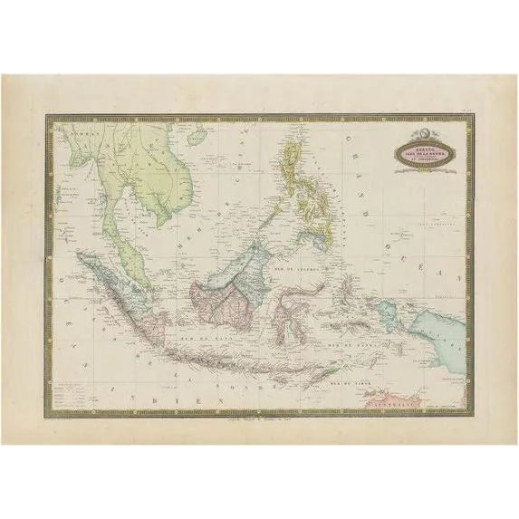 Antique Map of Southeast Asia by Garnier, 1860 For Sale
