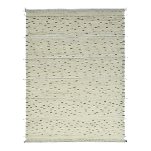 Handcrafted Beige Moroccan-Style Wool Rug Featuring a Contemporary Allover Pattern