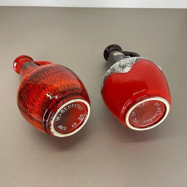 German Multi-Color Fat Lava Op Art Pottery Vase from BAY Ceramics, 1970s, Set of 2 For Sale - Image 15 of 18