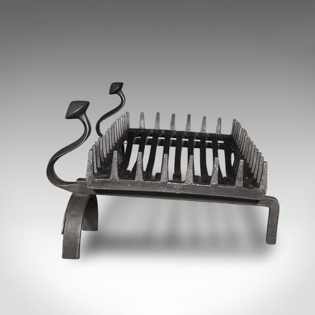 1900 - 1909 Large Antique Fireplace Set, English, Fire Basket, Andirons, Gothic, Edwardian For Sale - Image 5 of 12