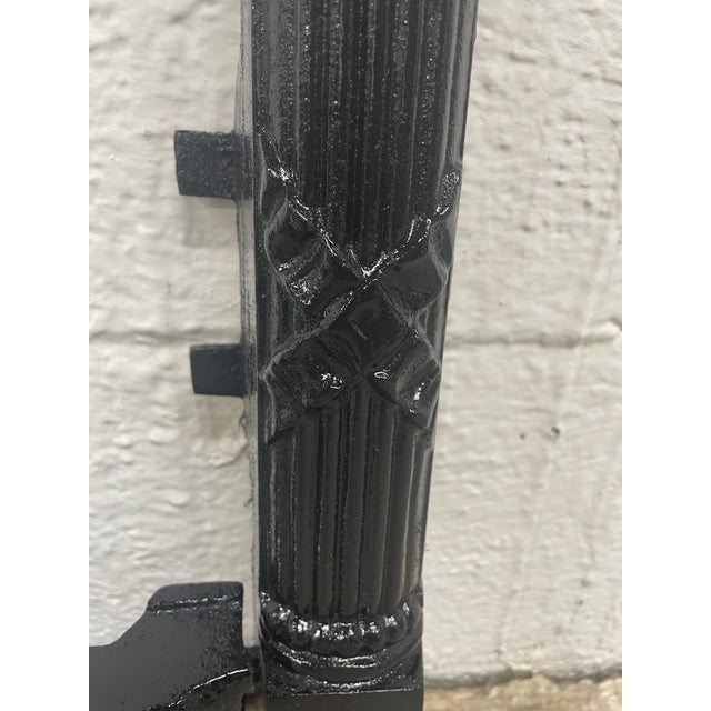 19th-Century Ornate Fluted Cast Iron Fireplace Frame & Summer Grate Assembly For Sale - Image 4 of 8