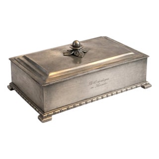 Swedish Art Deco Pewter Cigar Box from GAB Guldsmedsaktiebolaget, 1934 For Sale