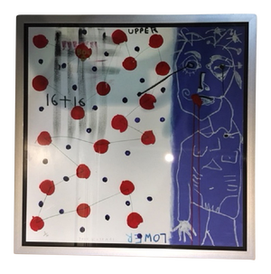 Acrylic and Paper Poster by Paul Kostabi, 1980s