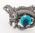 Los Castillo Sterling Silver Aquatic Motif Pin, designed as a fish decorated with one prong set round blue glass cabochon...