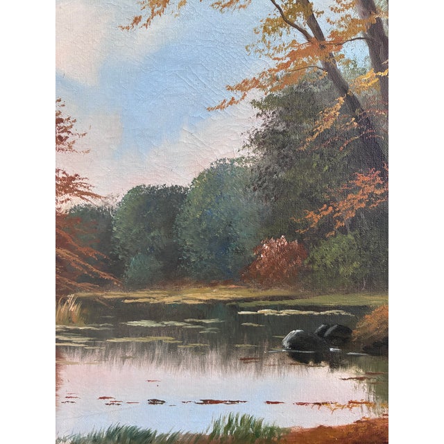 Vintage Original Landscape Oil Painting, Signed Farmhouse Art For Sale - Image 12 of 18