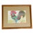 Folk Art Style Small Rooster With Chickens Painting Framed For Sale