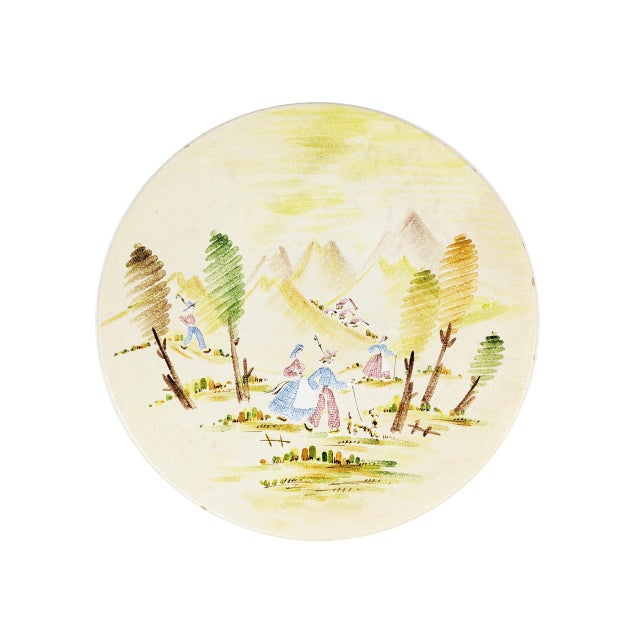 Large Italian Handmade Wall Ceramic Plate by Lina Poggi Assalini for Ce. As., 1940s For Sale - Image 9 of 9