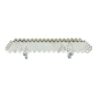 1960s Mid-Century Boho Chic Pierced Metal Wall Mounted Shelf, White For Sale