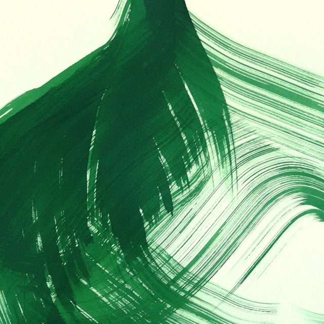 The Green Dress 25 - Abstract Flowy Minimalist Figurative Ink Painting on Paper by Bettina Mauel For Sale In Los Angeles - Image 6 of 6