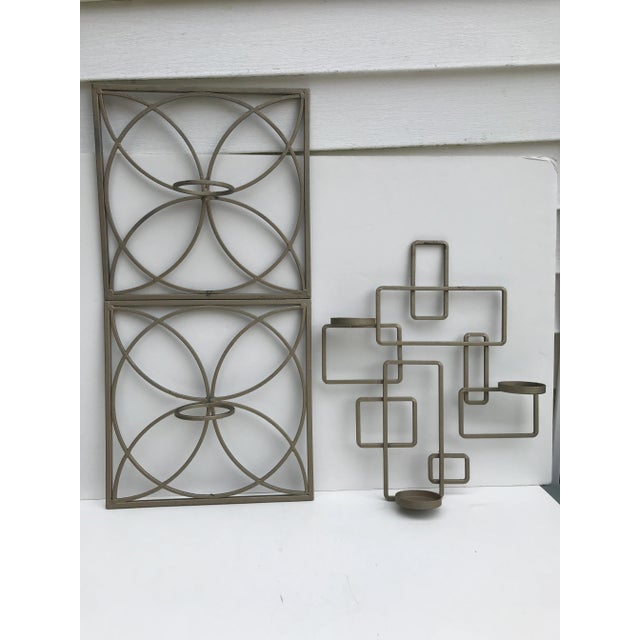 Mid Century Modern Cast Iron Wall Candle Sconces - Set of 3 For Sale - Image 10 of 10